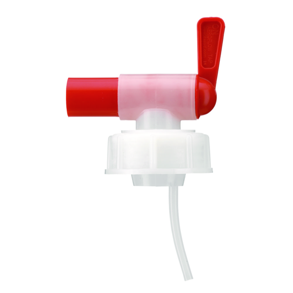 Screw caps, HDPE, with red stop cock