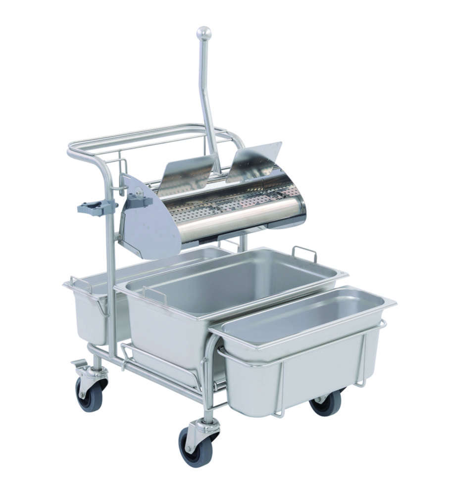 Cleaning trolleys Clino® CR1 FP-GMP / Clino® CR3 FP-GMP with flat wringer Ringo GMP®, stainless steel