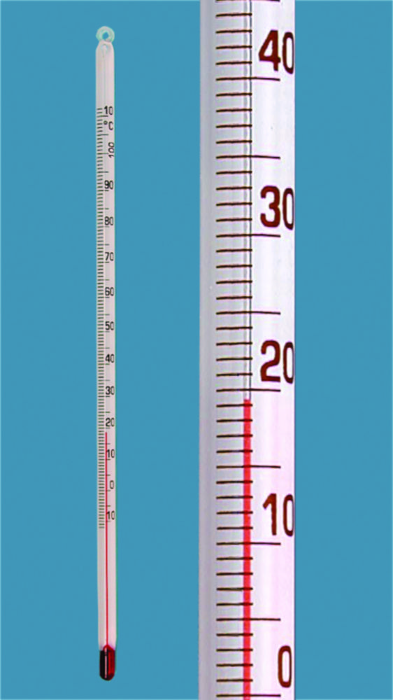 Einfachtyp-Thermometer, Stabform, rote Füllung