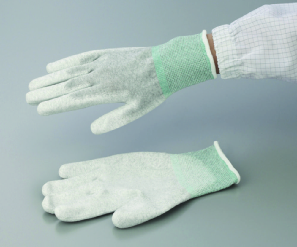 ESD Handschuhe ASPURE, antistatisch, grau, Nylon, beschichtete Fingerspitzen