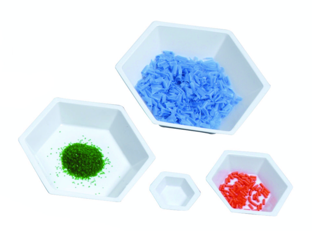 LLG-Hexagonal weighing boats, PS, antistatic | Nominal capacity: 6 ml