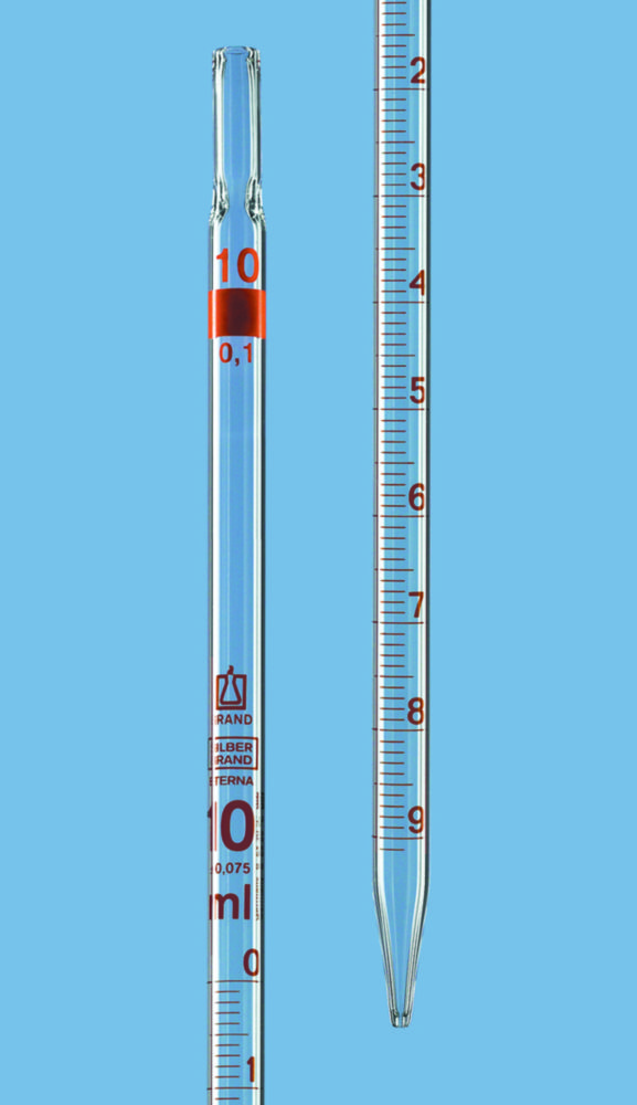 Messpipette mit völligem Ablauf,  AR-Glas®, Klasse B, braun graduiert, Typ 3