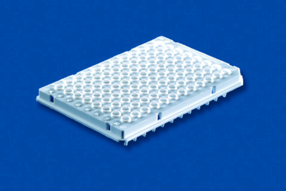 96-well PCR-Platten, PP, halber Rahmen, mit erhöhtem Wellrand