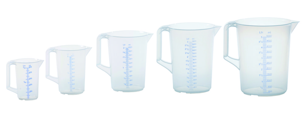 Measuring jugs with closed handle, PP, with two scales