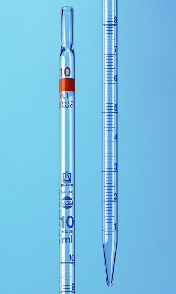 Graduated pipettes, total delivery, AR-glas®, class AS, blue graduation, type 2 | Nominal capacity: 10 ml