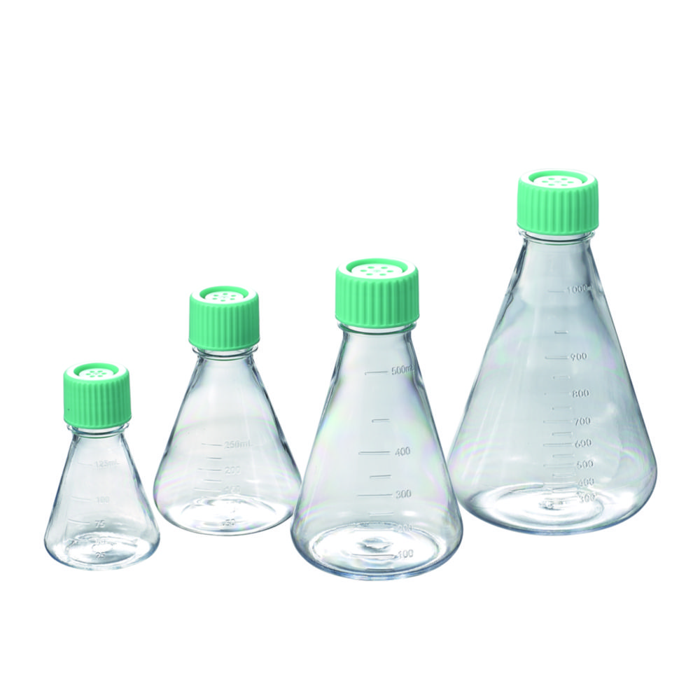 Erlenmeyer flasks, PETG, sterile, with plain bottom