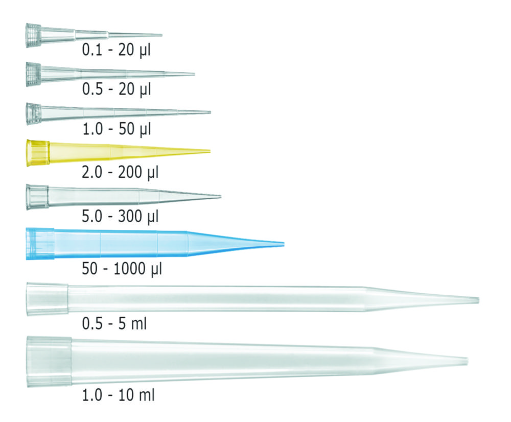 Pipette tips, bulk, in reclosable bags, non-sterile