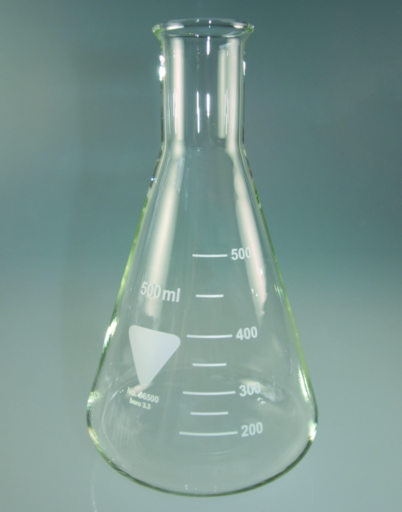 Erlenmeyer flasks, Borosilicate glass 3.3, narrow neck