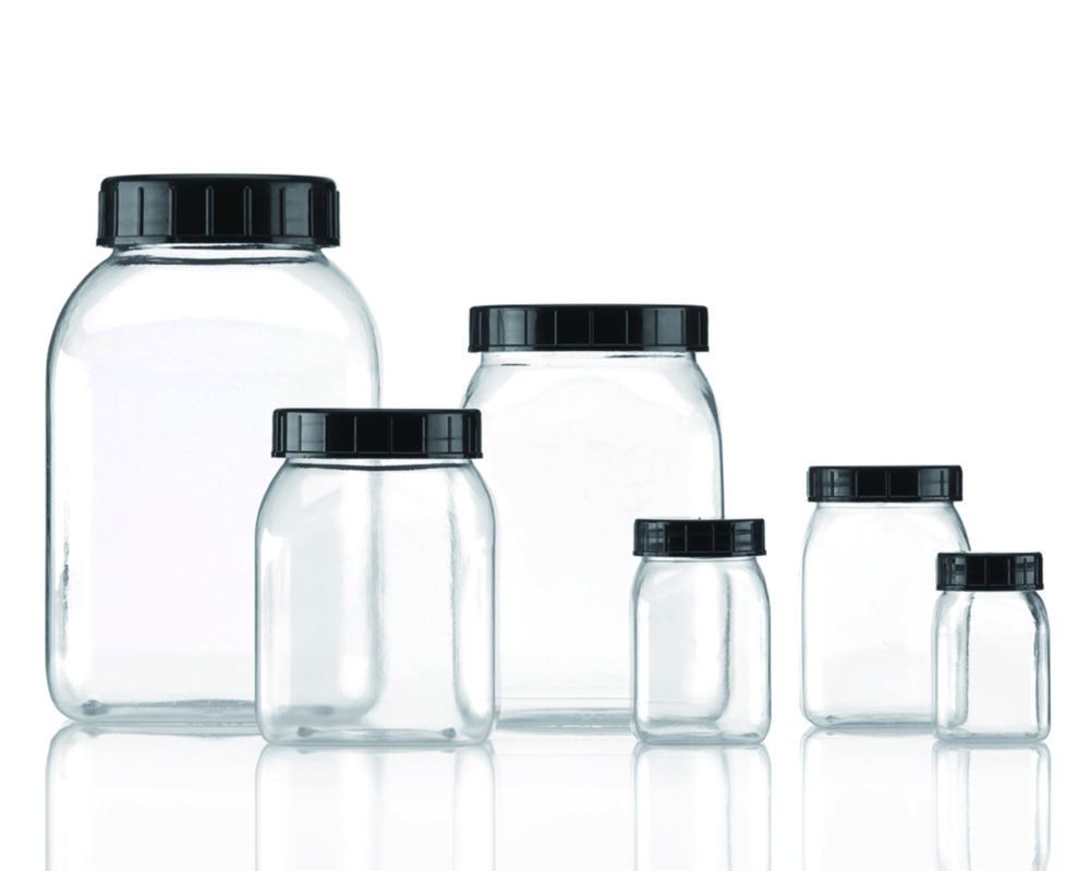 Square wide-mouth containers without closure, series 310, PETG