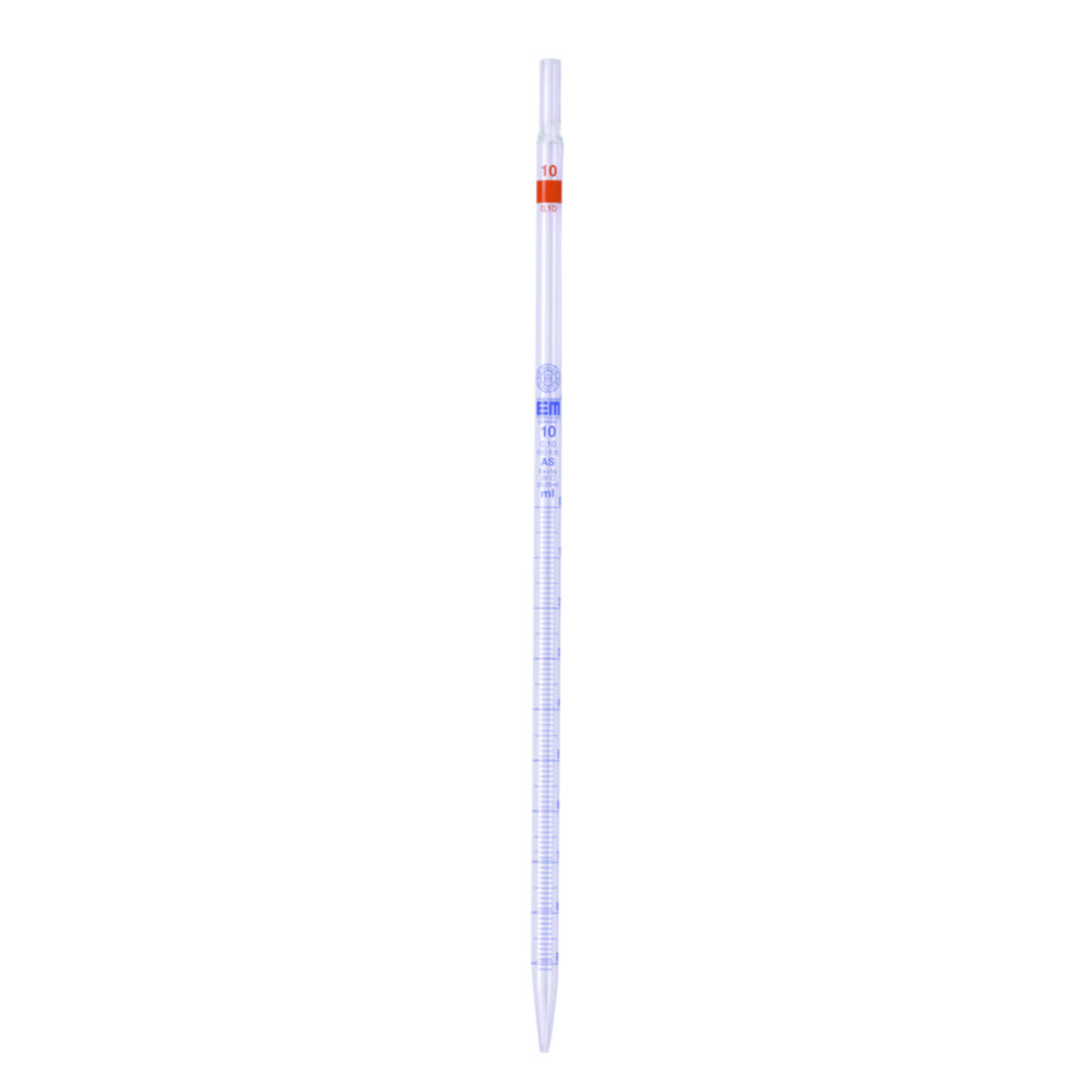 Graduated pipettes, Soda-lime glass, class AS, blue graduation, type 3