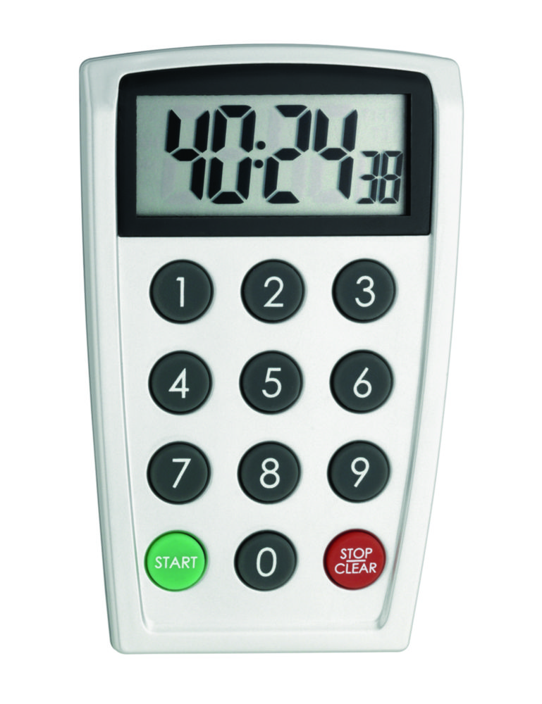 Digital countdown timer and stopwatch, direct numeric time setting