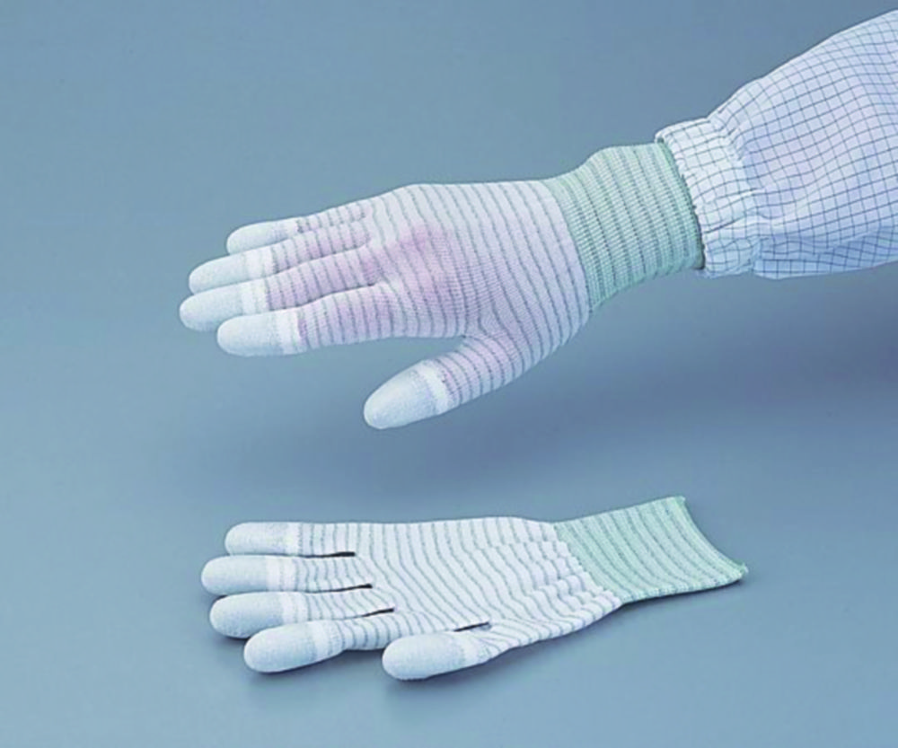 Conductive Gloves ASPURE LINE PU-coated, white, Anti-static, Nylon, coated palm